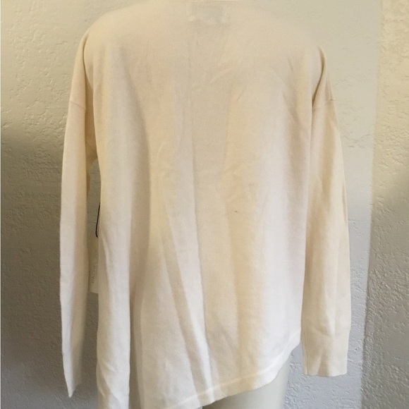 RACHEL ZOE MED 100% cashmere IVORY V NECK HI/LOW SWEATER NWT - Picture 3 of 8